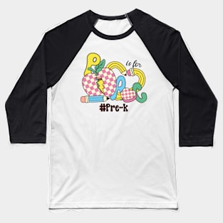 P Is For Pre-k Teacher Groovy Back to School Baseball T-Shirt